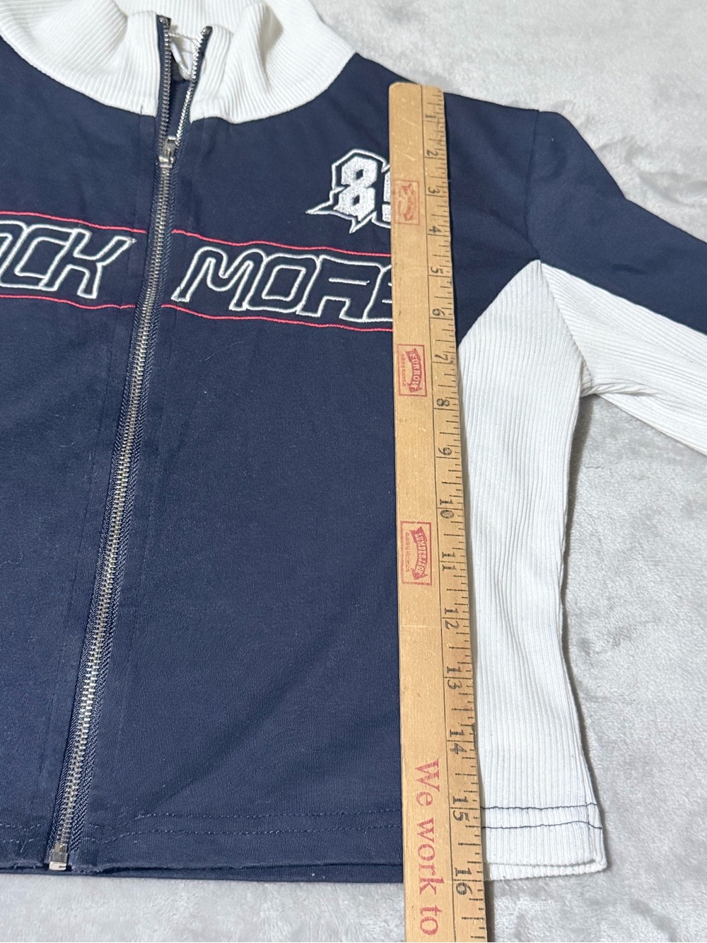 Black & White Zip-Front Varsity Jacket with Graphic Panels - Picture 5 of 7